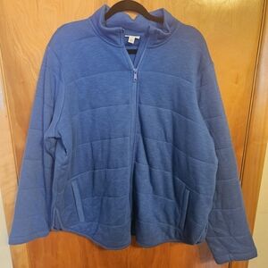 J. Jill Fit Jacket Womens Imperial Blue Quilted Knit Zip Up Size 2X